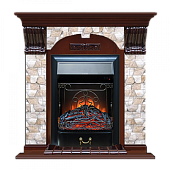 Каминокомплект Glenrich Арочный Арбат (красное дерево)+Majestic Black