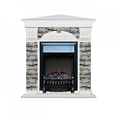 Каминокомплект Glenrich Арочный Алтай угловой (белый)+Fobos Black